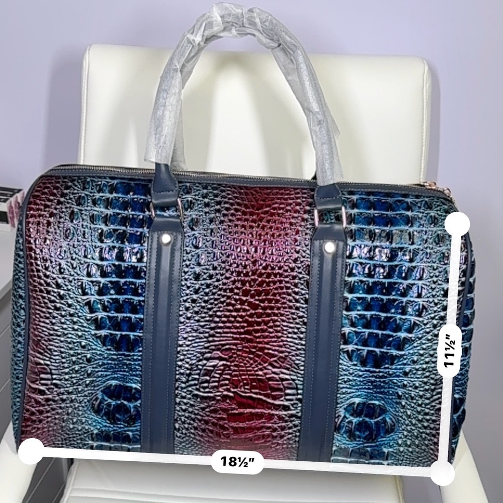 💎Elegant Multicolor Crocodile-Embossed Traveling Bag - Picture 2 of 5